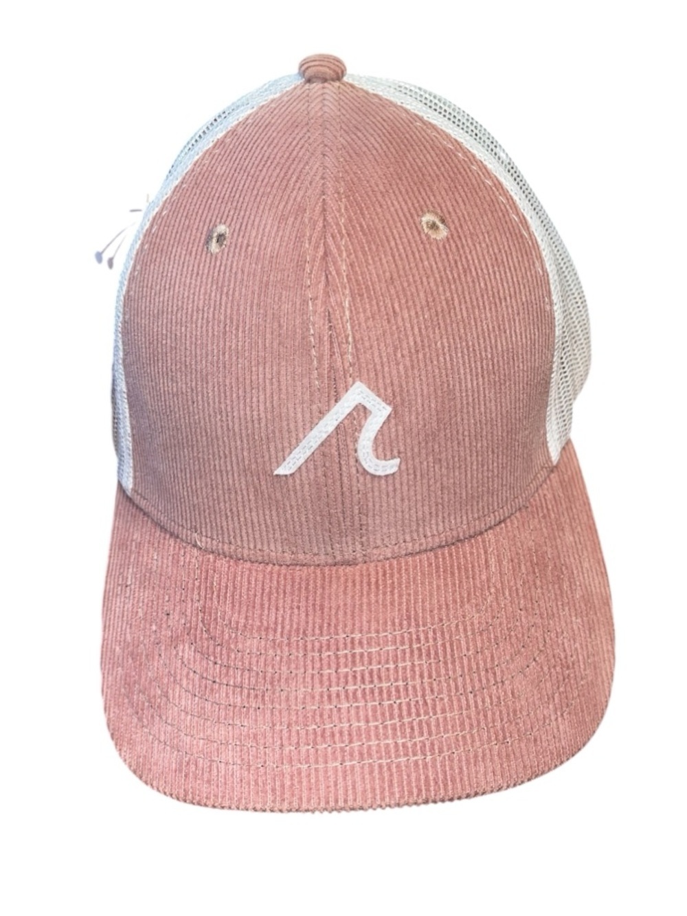 NWT REDVANLY Adult Stitched R Logo 5-Panel Golf Trucker Hat -Dusty Pink Corduroy